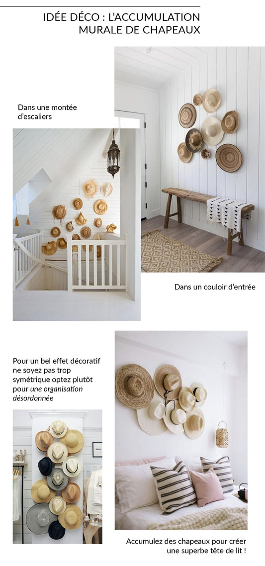 Idée déco : l'accumulation murale de chapeaux